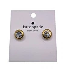 Kate Spade Earrings On The Dot Earring Studs Clear Gold NEW Sparkly Jewelry Gift