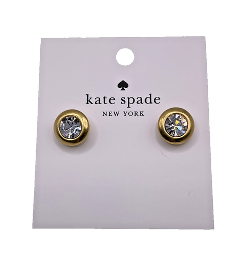 Kate Spade Earrings On The Dot Earring Studs Clear Gold NEW Sparkly Jewelry Gift - Picture 1 of 4
