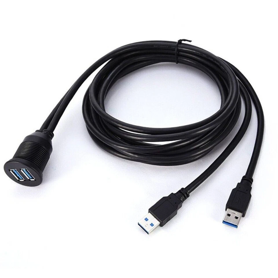 Dual USB 3.0& 3.5mm Auto Boot LKW Armaturenbrett Unterputzkabel AUX Verlängerung - Bild 3 von 4