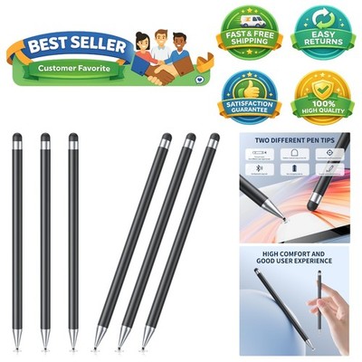 Luxury 6-Piece 2-in-1 Stylus Set for Precision on Touchscreens - Black Aluminum