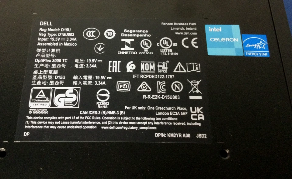 LOTE DE 5 PIEZAS DELL OPTIPLEX 3000 D15U D15U003 INTEL CELERON 4GB DDR4 RAM THIN CLIENT Foto 4 de 4