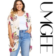 1XL/2XL UMGEE NATURAL Floral Print Cocoon Cardi/KIMONO/Cover-up BHCS