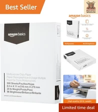 Multipurpose Copy Paper, 8.5x11, 20 lb, 500 Sheets, 96 Bright White Finish
