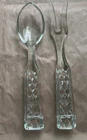 Vintage MCM Anchor Hocking Wexford Pattern Glass Fork & Spoon Glass Serving Set