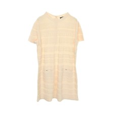 Chanel Coco Mark Button Dress Wool White Size 42 Chest 19.3 in Length 35.8 in