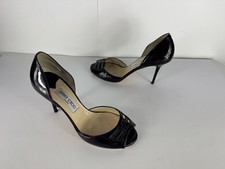 Auth JIMMY CHOO Leopard Print Patent Bordeaux D'Orsay Pumps Heels EU 38.5 US 8