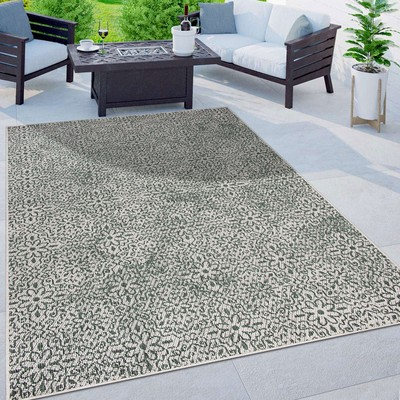 #ad Rugshop Out Door Rugs Modern Flowers Weather Resistant Reversible Patio Carpet $49.63