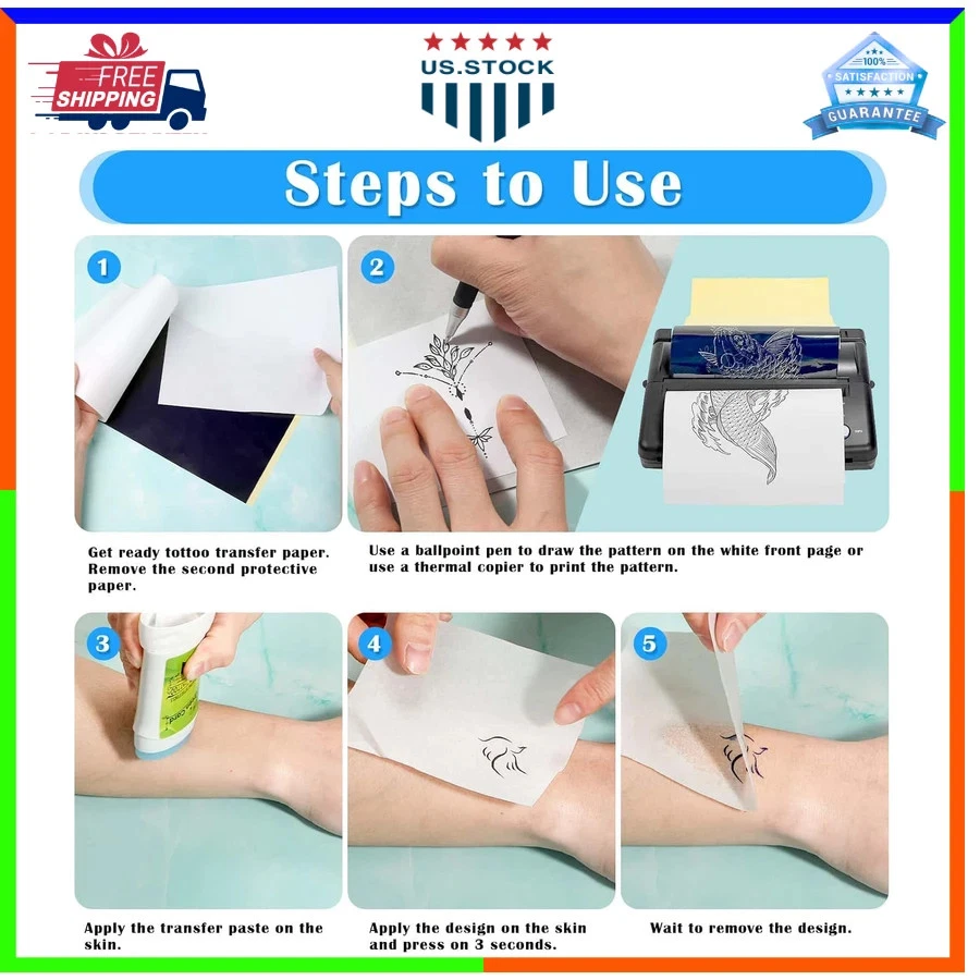 50 Sheets Tattoo Transfer Paper A4 Stencil Paper for Tattooing 8.25 x 11.75 Inch image 5