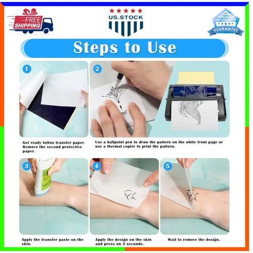 50 Sheets Tattoo Transfer Paper A4 Stencil Paper for Tattooing 8.25 x 11.75 Inch image 5