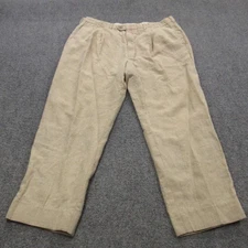 Dunhill Pants Mens 40 Beige Linen Wool Blend Pleated Lenox Italy Dress Trousers