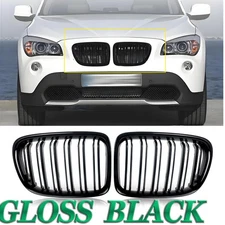 For BMW E84 X1 sDrive28i 35i 2009-2015 Front Grill Grille Dual Slats Gloss Black