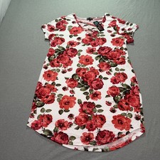 B Famous Shift Dress Women's 2X Floral Rose Occasion Feminine Indie Lounge White