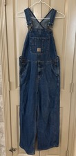 CARHARTT Denim Sanforized Master Cloth Boys Bib Overalls 14 Youth