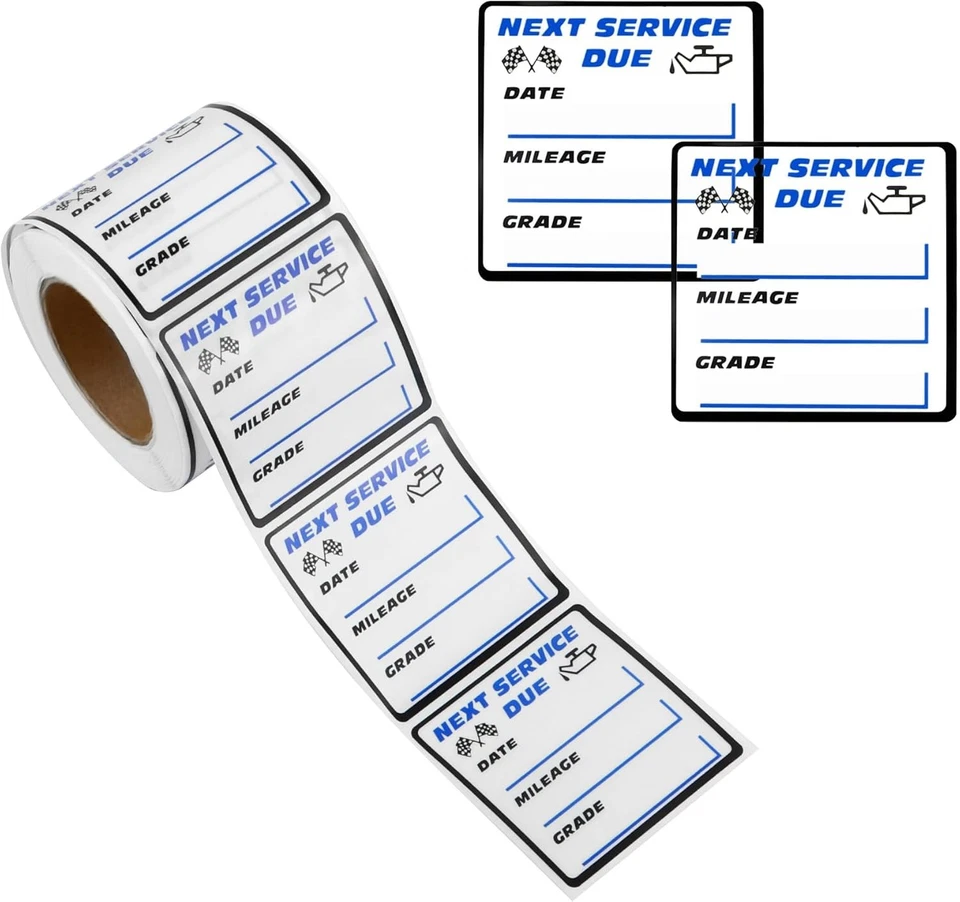 300 peças adesivos de troca de óleo de carro vinil removível 2x2 etiquetas de serviço próximo *NOVO* - Imagem 2 de 4