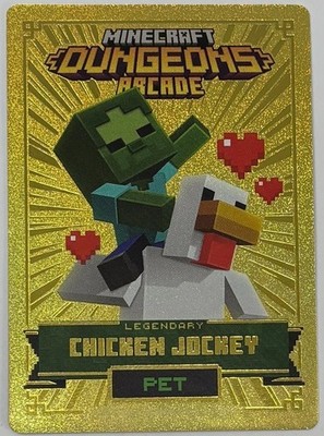 Textured Gold Foil Minecraft Dungeons Arcade #144 CHICKEN JOCKEY Legendary Card