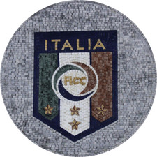 Mosaic Marble Round Logo Football Italia Flag Wall Floor Design Art