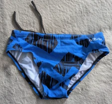 DOLFIN Swim Brief Mens 28 Speedo Style Swimsuit Black Blue