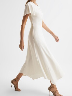 knee length dresses for ladies Amandine White Open-Back Cap-Sleeve Midi Dress S / White main image 1