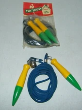 Vintage Wood Handle 360 Swivel Lightweight 87" Jump Rope w/ Bell Dime Store Toy