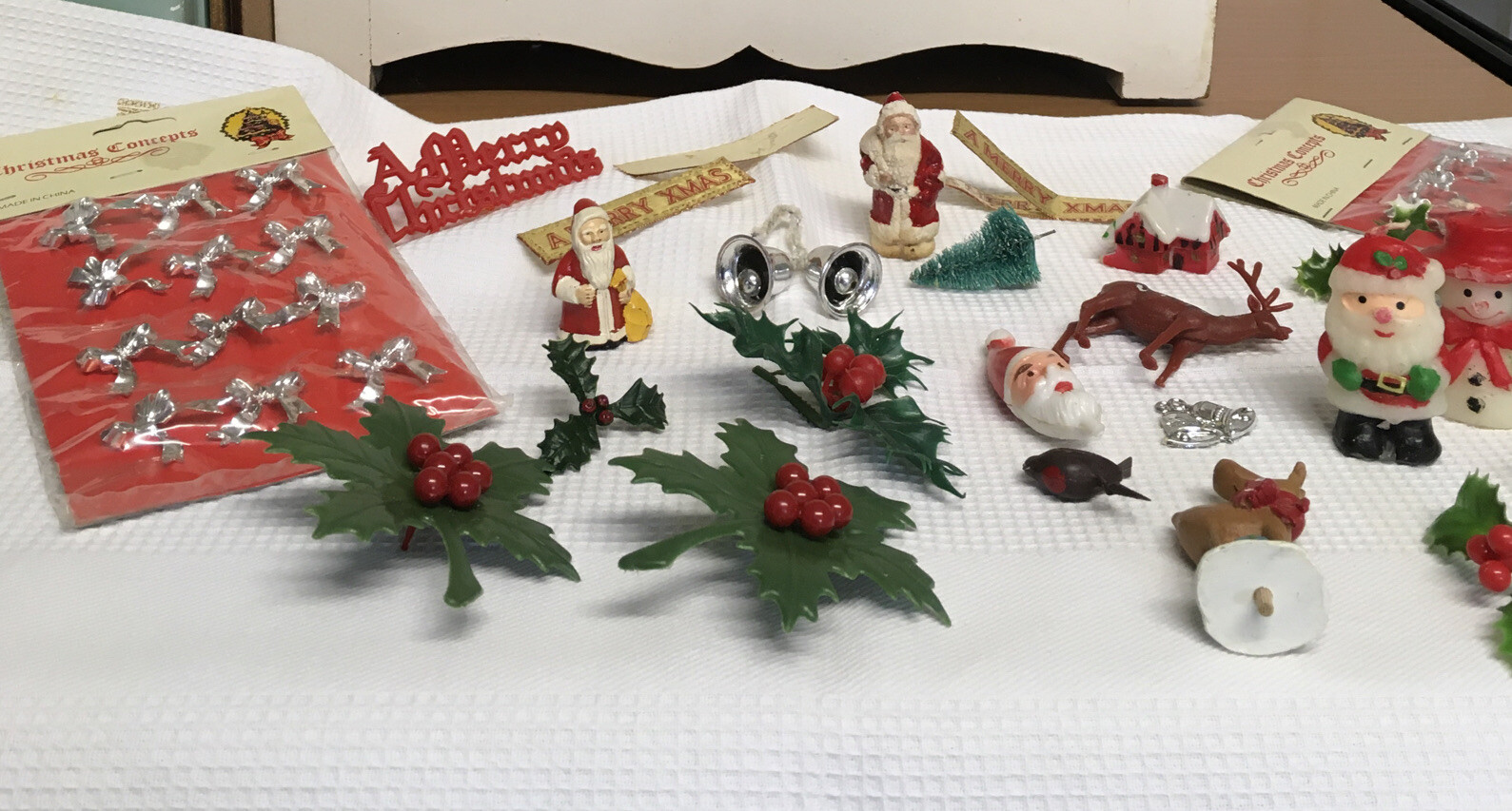 Bundle of Vintage Christmas Cake Decorations/Toppers/Candles eBay