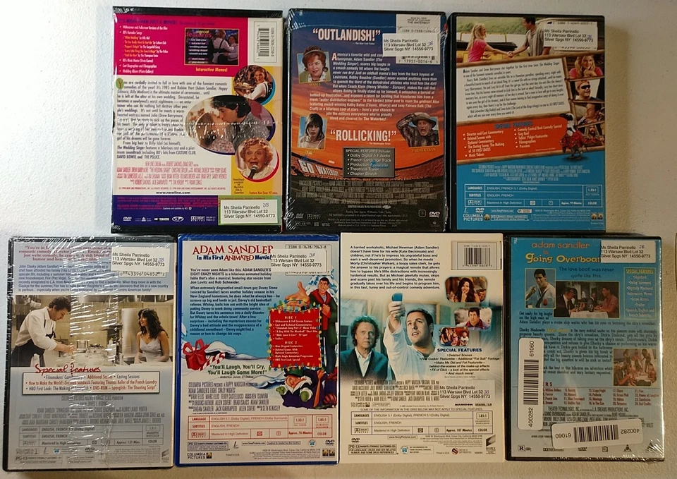 Adam Sandler DVD Lot Of 7 Waterboy Wedding Singer 50 First Dates Click 8... Foto 2 de 2
