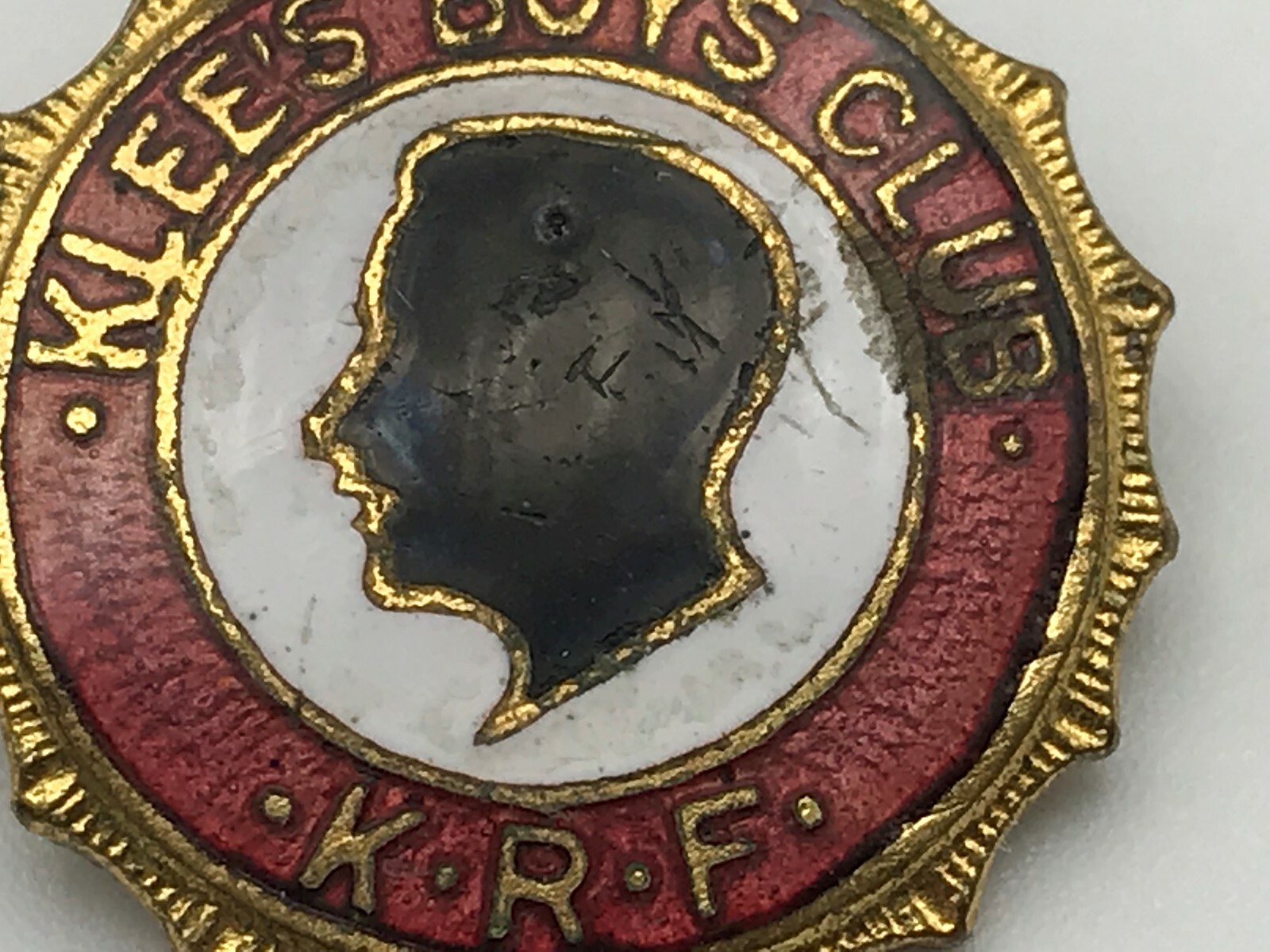 Klee's Boys Club Lapel Pin K.R.F. Vintage KRF Small Fraternal Organization Rough