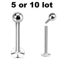 5/ 10 lot Internally Screw Labret Studs Philtrum Lip Ear Cartilage Piercing Ring