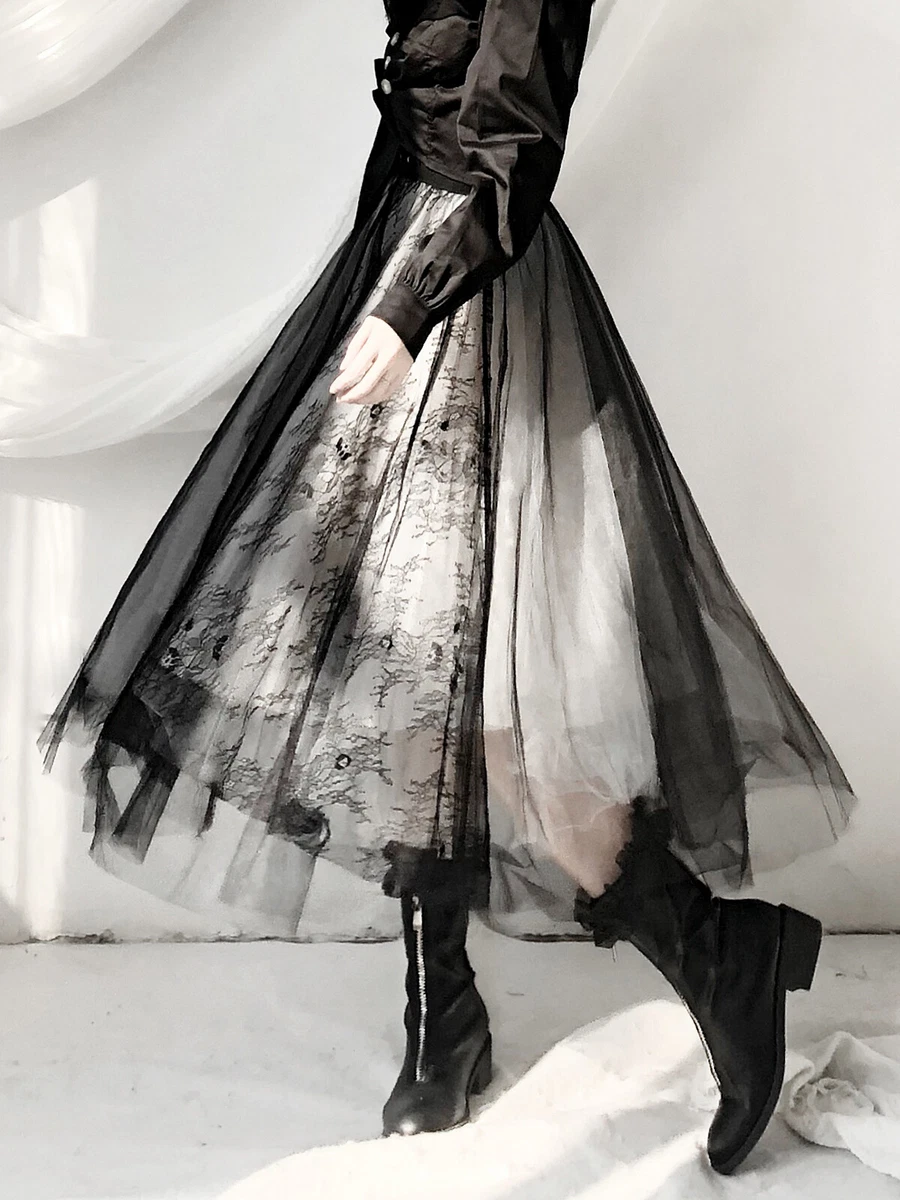 Black mesh cheap tutu skirt