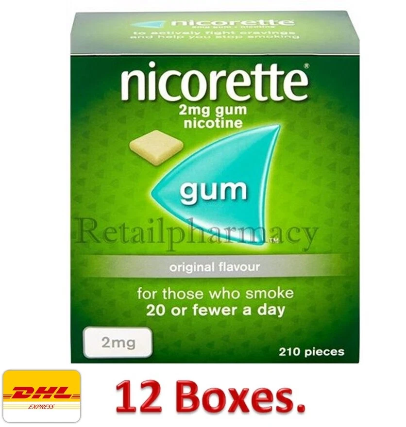 Nicorette Kaugummi Original Geschmack 2mg à 210 in 12 Boxen Ablaufdatum 2027