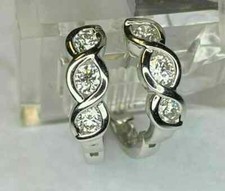 2 Ct Round Cut Diamond VVS1/D Huggie Hoop Women's Earrings 14K White Gold Plated