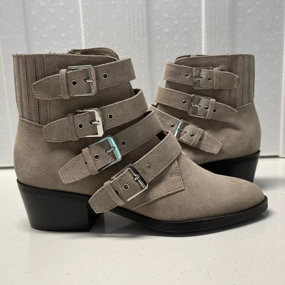 Dolce Vita Womens 7.5 Taupe Tavon Suede Buckled Boots NWT 160
