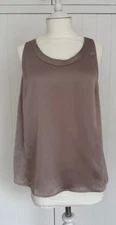 M&S Satin Camisole Vest Top Size 10 Fawn Bronze Tie Back