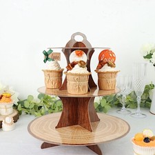 Support en carton naturel à 3 niveaux 14 pouces impression bois CUPCAKE PRÉSENTOIR tour fête