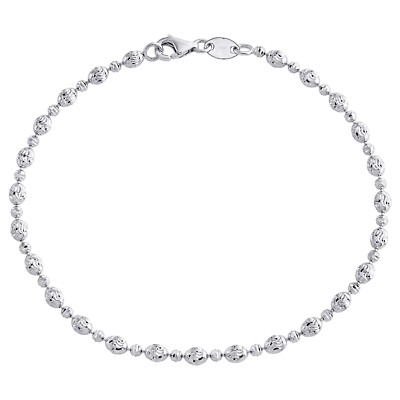 10K Weißgold Textur Mondschliff/Süßigkeiten Perlen 3mm Ausgefallen Fußkettchen/Armband 10''