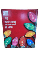 Home Accents 25 Multi Colored Incandescent C9 Lights Green Wire New