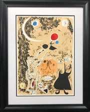 Miro "Abstract Moment"  Rare Custom Framed Limited Edition Silkscreen Surrealism