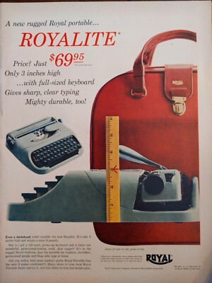 1956 vintage Royallite typewriter Print Ad.  3 inches tall