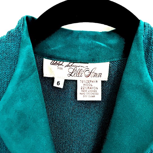 90's Adolph Schuman for LILLI ANN Size 6 - 8 KNIT, MICRO SUEDE PADDED SHOULDERS - Picture 2 of 7