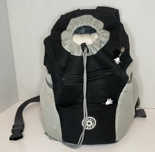 AG Pet Dog Cat Travel Front Carrier Backpack Black Pockets Drawstring Mesh L