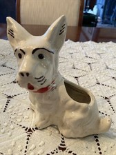 vintage ceramic dog planters White Highland Terrier 5x6 Inches