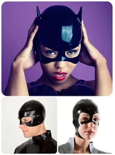 Latex Gummi Hood Catwoman Rubber Mask Fetish Cosplay Halloween Clubwear Headgear