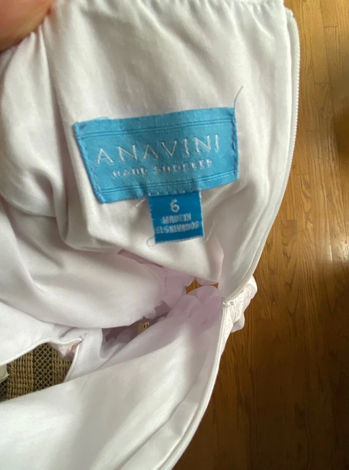 Anavini Smocked Bunny 复活节礼服 女孩 尺寸 6 粉色 白色 适合闪光 — 第 3/4 张图片