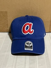 Atlanta Braves MLB '47 Throwback Brand Blue Clean Up Adjustable Strapback Hat