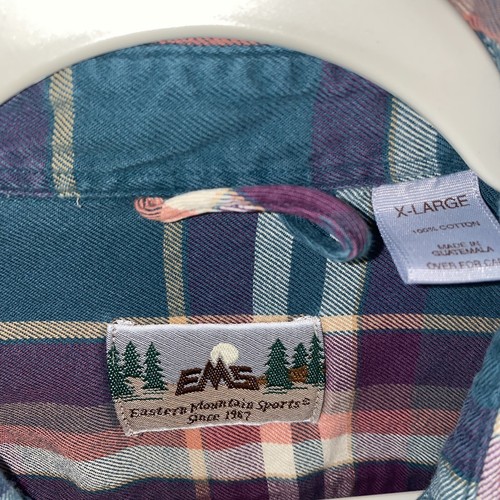 EMS Eastern Mountain Sports Flannel Shirt Mens XL Plaid Red Green Yellow - Picture 4 of 6