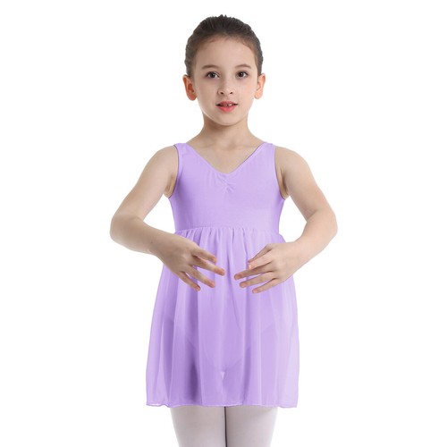 AU Kids Girls Cotton Tutu Skirt Ballet Dance Leotard Romper with Chiffon Dresses - Picture 141 of 148