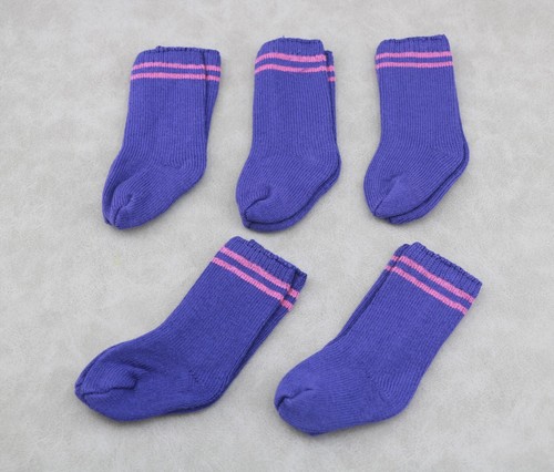 American girl 5 pairs of purple socks with pink stripe for 18'' doll - Picture 1 of 2