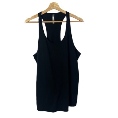 Fabletics Black Two Layered Scoop Neck Athletic Tank Top L