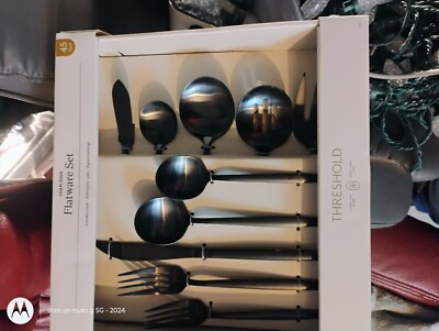 45pc Shapleigh Flatware Set Matte Black - Threshold