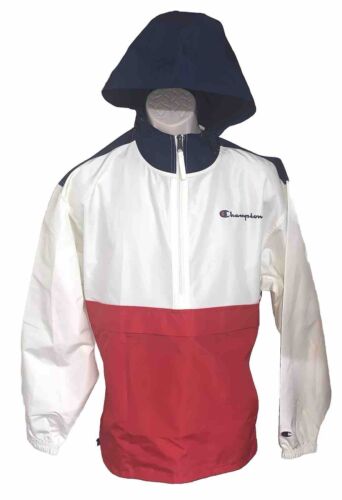 Champion Mens Medium Vtg 1990s Handwarmer Pocket 1/2 Zip Windbreaker