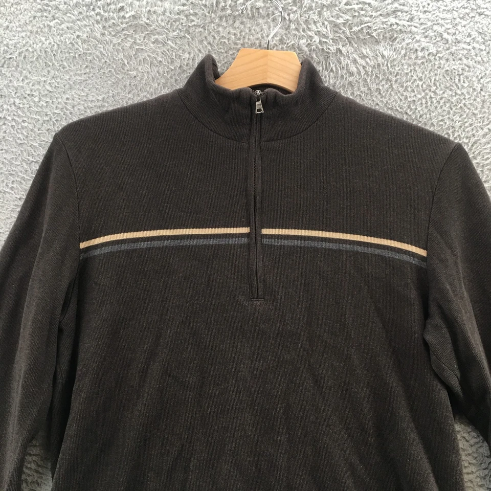 Banana Republic Mock 颈部套衫运动衫男式 L 棕色棉长袖 — 第 2/4 张图片